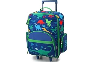 RAVUO Valigia a Rotelle, Valigia da Viaggio per Bambini Carini con Ruote per Bambini Bagagli da Viaggio Leggeri Dinosauro