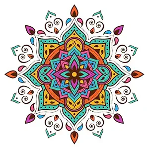 PPD Diwali Festival Rangoli Pattern Floor Sticker (PVC Vinyl, 60 cm x 60 cm)