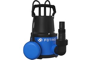 FOTING 400W 8000l/h Submersible Pump for Pool Draining, Clean/Dirty Water Pump with Float Swich, Portable Sump Pump for Tub, Pond, Home, Garden(No Hose)