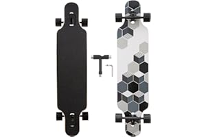 YZSZSJC Longboard, 8-lagigem Ahornholz Cruiser komplettes Skateboard,Longboards für mädchen Erwachsene jung anfänger mit T-Tool und PU-Räder