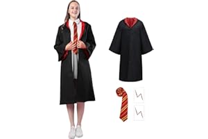 TUNAON Magier Robe, Harry Kostüm für Erwachsene und Kinder, mit Umhang Zauberstab Krawatte, Zauberer Kostüm für Cosplay Karneval Verkleidung Party