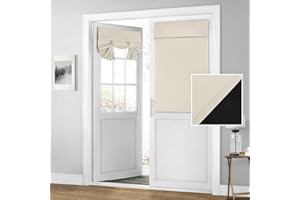 HOMEIDEAS 100% Blackout French Door Curtains, Privacy Room Darkening Curtains, 26 X 40 Inch Thermal Insulated Shades for Bedroom, Beige