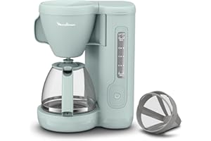Moulinex Morning Plus - Cafetera de filtro, 1000 W potencia, 1,25 L capacidad, soporte giratorio, función antigoteo, mantener caliente, filtro permanente, FG2M13