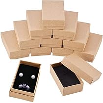 Lot De 24 Boîtes à Bijoux En Carton Kraft 9x7x2,7 Cm - Coffrets Cadeaux Pour Bagues, Colliers - Emballage Élégant