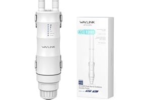 WAVLINK AC1200 Répéteur WiFi Extérieur Longue Portée PoE - Amplificateur Signal Double Bande 2.4G + 5G IP67 Étanché, Point d'Accès Outdoor avec Antennes Puissantes, Idéal Jardin Piscine Parking