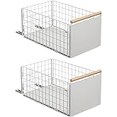 Koolkasa 2 Pieces Pull Out Drawers for Kitchen, Telescope Organizer Deeper Drawers with Drawer Guides and Wooden Handle, Meta
