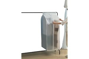QH7 Staubdichte Kleiderstangenabdeckung, Aufbewahrungstasche, 50 x 60 x 110 cm, PEVA, staubdicht, Kleiderschrank-Organizer mit durchgehendem Reißverschluss und Magic Tape
