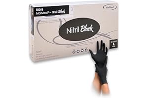 Maimed Nitril Black guanti monouso 100 pezzi L - guanti in nitrile neri senza polvere - taglie XS, S, M, L, XL - guanti usa e getta, guanti cucina, guanti meccanico, guanti lavapiatti, guanti medico
