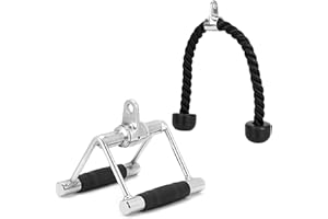 QWORK® Corde Triceps et Poignée de Triceps en Forme de V - avec Articulation Pivotante - pour Machine de Câble de Gymnase