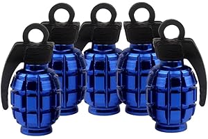 SENZEAL 5 x Aleación de Aluminio Granada de Mano camión Motocicleta Rueda Rueda Tapa de válvula de neumático Tapa de válvula (Azul)