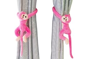 IEASEY 1 Paar niedlichste Affe Vorhang-Raffhalter Set weicher Plüsch Tier Vorhang Halter Clips Haken Kinder Kinderzimmer Schlafzimmer Deko Fenster Vorhang Raffhalter Baby Dschungel Schlafzimmer Zubehör