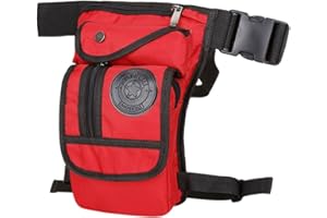 Xieben Nylon Drop Leg Sac pour Hommes Femmes Moto Vélo Hanche Bum Ceinture Taille Fanny Pack Voyage en Plein Air Camping Tactique Randonnée Vélo Crossbody Épaule Poche Rouge