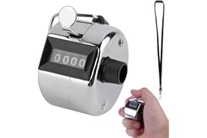 TMRBBESTY Contador Manual Mecanico,Metálico Contador De 4 Dígitos,Contador Manual De 4 Dígitos,Contador De Clicker De Mano,Con cuerda colgante para conteo diario,Deportes,Puntuación de golf,Entrenadores