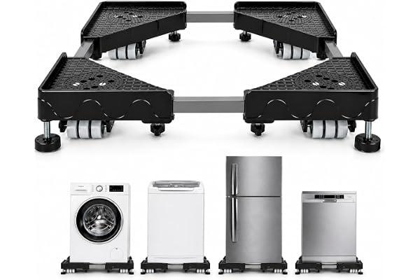 PUREAGLE Premium Heavy Duty 24 Wheel Adjustable Stand/Trolley/Suitable for Front&Top Load Washing Machine/Refrigerator, Dishwasher/Capacity Upto 350 Kg Washing Machine 6.5/7/8/9/10 Kg(Metal)