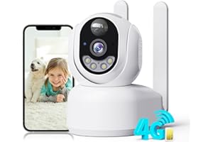 PESAIR 4G LTE Telecamera Interno con SIM, 2K Videocamera Sorveglianza Senza Fili Indoor, 360° PTZ Telecamera Senza WiFi con Visione Notturna a Colori, PIR Rilevamento, Audio 2 Vie, IP66