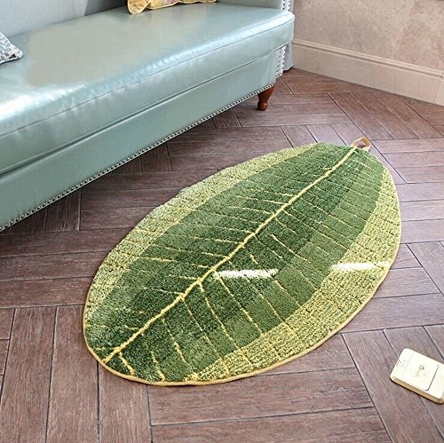 Luxbon Grün Blatt Form 70×140 cm Teppiche Stopp Antirutschmatte Teppichunterlage Fussmatte Stufenmatten Treppenmatten Badematte Wohnzimmer, Schlafzimmer, Badezimmer, Küche, Esszimmer, Spielzimmer, Kinderzimmer, Arbeitszimmer, Wintergarten, Waschraum, Flur/Diele, Veranda, Garage/Werkzeugkeller, Terrasse, Gaestezimmer - 6