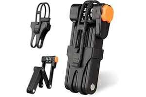 mizikuu Candado para Bicicleta Plegable, Candado Resistente Antirrobo Candado de Combinación de 4 Dígitos de Acero Endurecido 85 Cm De Largo Candado plegable Para Bicicletas, Motocicletas, Scooters