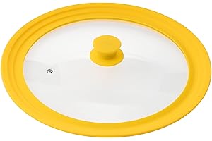 bremermann® Uniwersalna szklana pokrywka z silikonową krawędzią, 30/32/34 cm, duża (żółta)