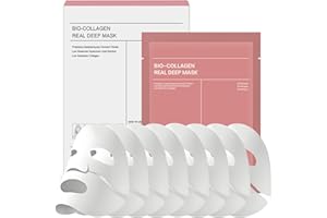 LUWOMENRE Bio-Collagen Face Mask, 8 Pièces Masque Collagene Visage, Bio Collagen Deep Hydrating Overnight Mask, Collagène Bio Mask Femme et Homme, Masque de Collagène, pour Hydrater, Antirides