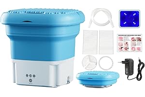 Wrneaoch 6L 36W Mini Machine à Laver Pliable, Machine a Laver Camping avec Stérilisation à La Lumière Bleue, Mini Machine à Laver Essorage Pour Sous Vêtements, Chaussette, étudiant