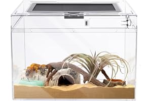 KEPUARM Terrarium pour Reptiles,40*20*25cm Transparent Boîte d'élevage en Acrylique pour Reptiles avec Trous d'air, pour Araignées, Grenouilles Cornues, Coléoptères, Lézard et Autres Reptiles (15.7*8*10in)