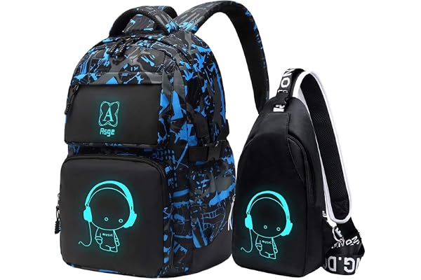 Asge unisex - vuxen Ryggsäck skolryggsäck set (2-pack)