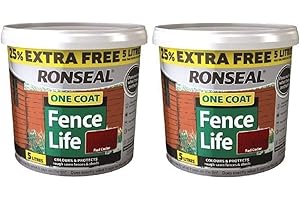 Ronseal 5L One Coat Fence Life Fence Paint Bundle Deal 2 for 22.95-2 x 5L tubs = 10L - Red Cedar
