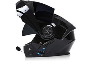SDPPTYXC Bluetooth Casque De Moto Casque Intégral Modulaire,Unisexe Casque Anti-Collision avec Casque Modulaire À Double Lentille Casque Modulaire Approuvé par Le ECE 55-62CM