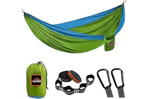 Anortrek Hamak outdoorowy dla 1 osoby, 280 x 140 cm, nośność 250 kg, ultralekkie akcesorium kempingowe z paskami na drzewo, oddychający nylonowy hamak podróżny do wędrówek i ogrodu