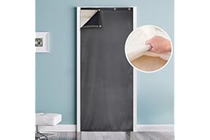 OLIGREENICE Thermal Insulated Door Curtain Winter Eyelet Doorway Cover Panel Windproof Warm Cold Protection Oxford Cloth Thicken Cotton Fiber Drapes for Living Room Garage Bedroom, Dark Gray 82x204cm（W32*L80 in）