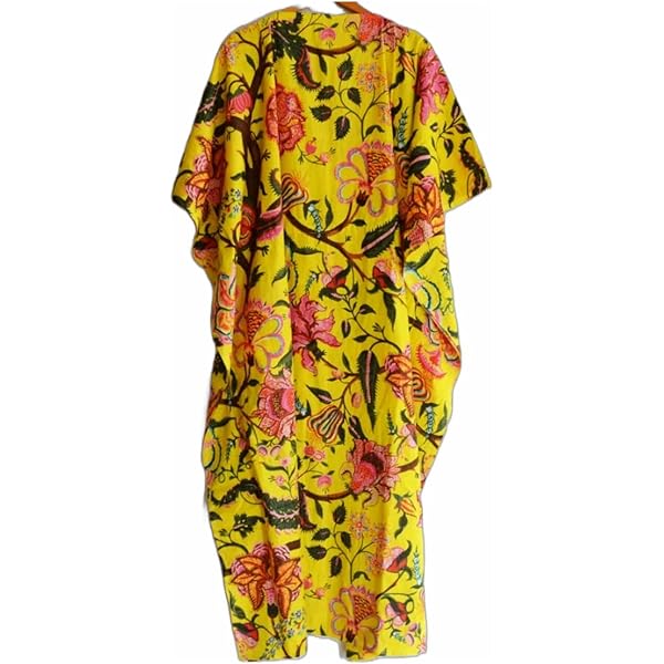 INDACORIFIE Banana Leaf Print Women Kaftan, 100% Cotton Lightweight
