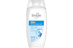 Simple Kind to Skin Kids Hypoallergenic Hair & Body Wash pack of 6 with chamomile oil shampoo for kids 225 ml, White