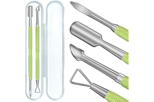 Alinana 2 Piezas Empujador de Cuticulas Profesional, Acero Inoxidable de Doble Punta, Raspador Empujador de Cutículas para Manicura y Pedicura de Manos y Pies