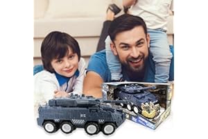 Kingsport 9CM Army Tank Toy - 8-Wheel Friction Powered Military Toy Vehicle with 360° Rotating Cannon, Lights and Sounds, Rubber Tyres, Armoured Design for Kids Ages 3+ Years