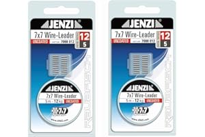 STMK Set of 2 Jenzi steel leaders, Powerflex, 7 x 7, 6, 9, 12, 15 or 20 kg, with 20 clamping sleeves leader + free Petri Heil! sticker