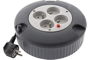 Enrouleur H05VV-F 4 Prises 3G1,5mm² 4m + Coupe-Circuit - Gris - Zenitech