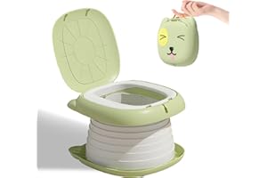 SilverChry Składany nocnik, deska sedesowa dla dzieci, przenośna, z workiem na śmieci (zielona)