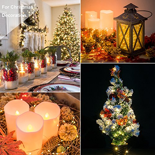 30er LED Draht, Micro Lichterkette Batterie-betrieben Mit Timer für Innen und Außen 8 Modi Wasserdicht Batteriefach auf 9.8ft silbernem Kupterdraht Warmweiß Weihnachtsbeleuchtung Deko Von Oak Leaf - 5