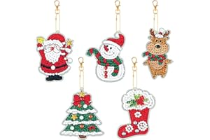 Geananao Diamond Painting Weihnachten,5D Diamond Painting Schlüsselanhänger Kit für Kinder DIY Diamant Painting Kit für Kinder und Erwachsene Anfänger