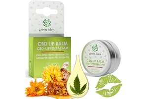 Green idea - Balsam do ust CBD | Jakość BIO z wysoką zawartością CBD, masła shea, oleju konopnego i wosku pszczelego - odpowiednia dla suchych ust