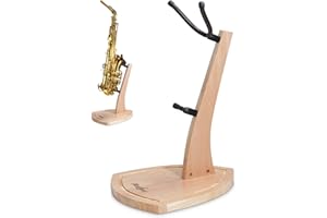 Musbeat Saxophonständer, Saxophonständer für Altsaxophon und Tenorsaxophon, Buchen Hartholz Altsaxophonständer mit weichen Silikon-Jochen, handgefertigter Tenorsaxophonständer aus Holz für