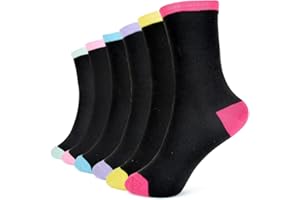 SOCKSVILLE 6/12 Pairs Girls Socks Colour Heels & Toes | Silky Soft Crew Socks Kids Girls | Indoor/Outdoor Sports, Athletic, School, PE Wear, Everyday Casual | Durable & Quick Drying | Sizes 3-14 Years