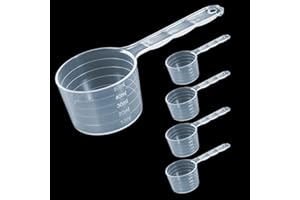 GEEHUA 5 Stück Messbecher Löffel, Messlöffel Gramm Dosierlöffel Transparent Scoop Löffel 50ml mit Skala 10ml, 20ml, 30ml, 40ml, 50ml Waschmittel Dosierhilfe Proteinpulver Kaffee Messlöffel