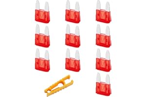 JatilEr 10 Piezas Fusibles, 12v Mini 10A, con Extractor de Fusibles para Coche/Camper/Camión/Moto/Barco