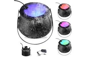 XPJBKC Chaudron Halloween, Chaudron Halloween avec Fumée, Chaudron de Sorcière D'halloween avec Brumisateur, Chaudron Sorcière avec 12 LED de Lumières Multicolores, pour Halloween