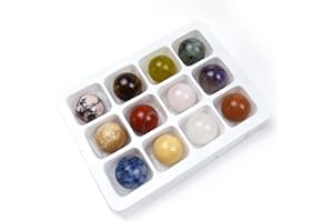 WANGCL 12 Pcs Assorties Cristal De Guérison Pierres Précieuses Mix Sphères Boule De Pierre 18-20mm Minéral Tumble Reiki Décor Collection Naturel Chakra Quartz Ornements