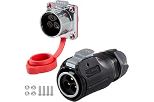 CNLINKO Connettore impermeabile LP-24 a 3 pin, Connettore circolare con design di avvitamento sicuro, Connettore di aviazione a innesto rapido IP68, Presa a flangia M24 (LP24 3 Polig)