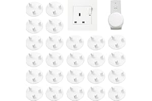 AMUSINGTAO 24 Pack Plug Socket Covers UK, Baby Child Safety Socket Covers, Guards Caps Tight Grip Sockets Protector for Children Safety Protection at Home and School