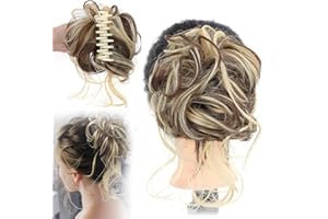 TOERJII Curly Bun Hair Claw Clips, Haarknoten Pferdeschwanz mit Clip, Haarteil Haarklammer in Messy Hair Bun Haarteil Hochsteckfrisuren Haarteile Glatt Kurz Ponytail Extension für Damen Mädchen (11#)