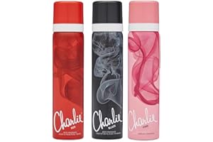 SAESR Charlie Body Spray 75ML Perfumed Fragranced Body Spray Deodorant Red Black Pink 3 Pack Bundle Set (3 Pack - Variety)